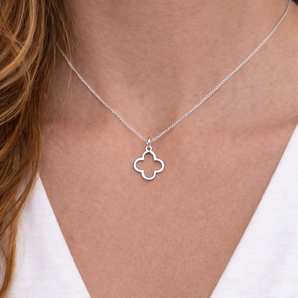 Sterling Silver Serenity Clover Pendant Necklace on Model