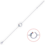 Sterling Silver Open Circle Bracelet with Cubic Zirconia Details