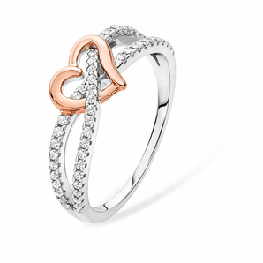 Sterling Silver Infinity Love Heart Statement Ring with Cubic Zirconia Details