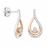 Sterling Silver and Rose Gold Teardrop Statement Earrings with Cubic Zirconia Details