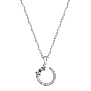 Sterling Silver Open Circle Pendant Necklace with Cubic Zirconia Details