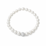 Stretchy Pearl Bead Bracelet with Cubic Zirconia Dhamballa Bead