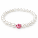 Stretchy Pearl Bracelet with Pink CZ