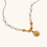 Amnesia Jewellery | Gold Plated Stainless Sunburst Pearl Necklace