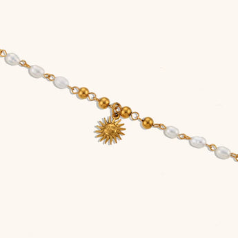 Amnesia Jewellery | Gold Plated Stainless Sunburst Pearl Necklace