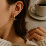 Amnesia Jewellery | Gold Plated Stainless Steel T-Bar Hoop Earrings