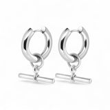 Amnesia Jewellery | Gold Plated Stainless Steel T-Bar Hoop Earrings
