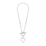 Silver T-bar Bracelet With Cubic Zirconia Heart