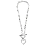Silver T-bar Bracelet With Cubic Zirconia Heart