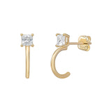 9ct Gold and Cubic Zirconia Thea Half Hoop Stud Earrings