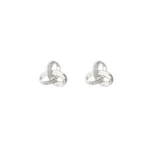 Silver Cubic Zirconia Trinity Knot Stud Earrings