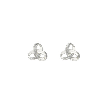 Silver Cubic Zirconia Trinity Knot Stud Earrings
