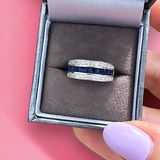 Three Layer Sapphire Cubic Zirconia Silver Ring