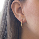 14ct Gold Plated Twisted Hoop Earrings, 925 Sterling Silver