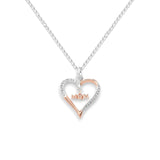 Two Tone Mum Heart Pendant Necklace