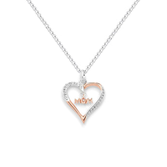 Two Tone Mum Heart Pendant Necklace