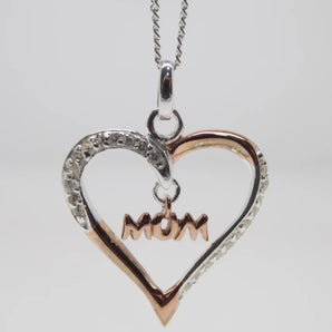Two Tone Mum Heart Pendant Necklace
