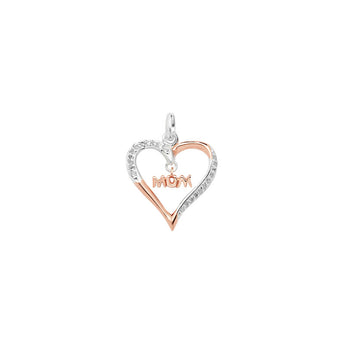Two Tone Mum Heart Pendant Necklace