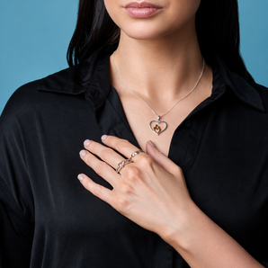 Urban Pizazz Model Wearing 925 Sterling Silver Infinity Love Cubic Zirconia Ring