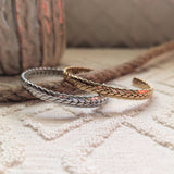 Amnesia Jewellery | 18ct Gold Plated Stainless Wheat Cuff Bracelet. Check out our stainless steel Wheat Cuff Bracelet. Available in 18ct Gold Plated or Silver Finishes, this bracelet is perfect for stacking up with your other favourite pieces. Tarnish Free and Waterproof. Shop now for quality Jewellery/Jewelry!