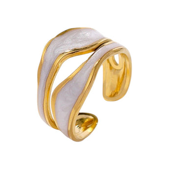 Amnesia Jewellery | Gold Plated Stainless Steel Lava Flow Ring. Our gold plated Lava Flow Ring with its unique irregular design is perfect for wearing on its own or to stack up with other gold plated rings. Tarnish Free and Waterproof. Shop now for quality Jewellery/Jewelry!