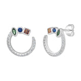 Willow Open Circle Stud Earrings with clear and coloured cubic zirconia details