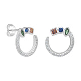 Willow Open Circle Stud Earrings with clear and coloured cubic zirconia details