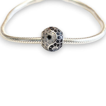 Yin and Yang Sterling Silver CZ Bead Charm