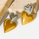 Amnesia Jewellery | Double Heart Gold Silver Earring
