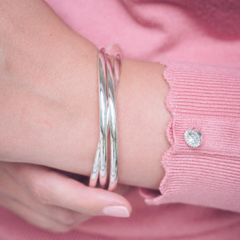 Sterling Silver Triple Interlocked Bangle Set