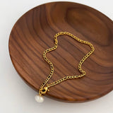 Amnesia Jewellery | Gold Plated stainless steel anklet with pearl