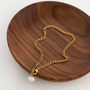 Amnesia Jewellery | Gold Plated stainless steel anklet with pearl