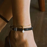 Amnesia Jewellery | Gold Plated stainless steel anklet with pearl