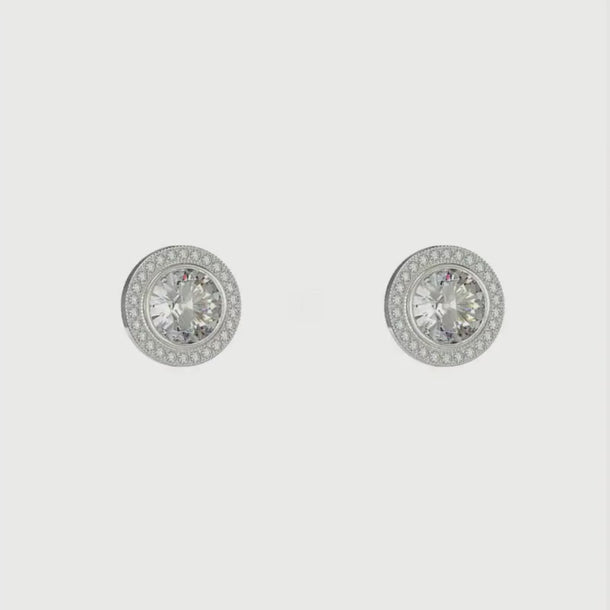 Classic Round Cubic Zirconia Halo Stud Earrings 