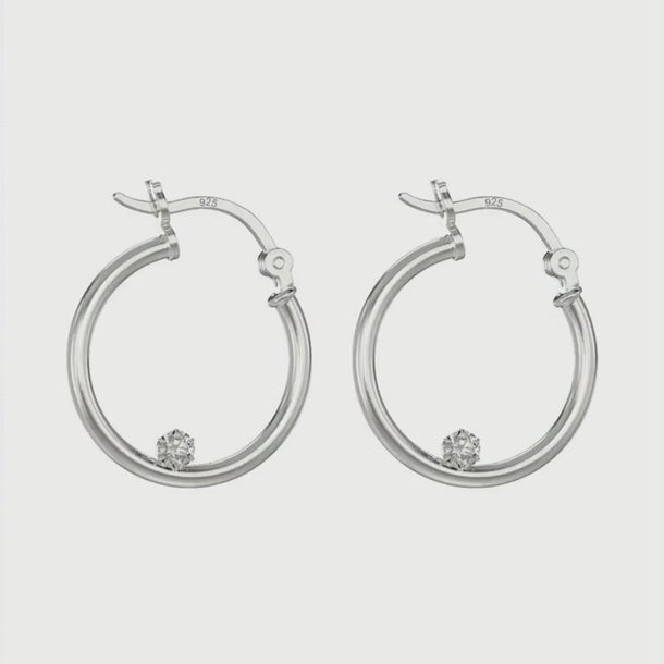 Sterling Silver Hoop Earrings with Cubic Zirconia