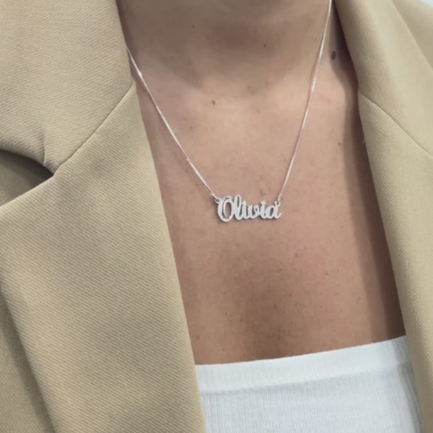 Personalised Cursive Name Necklace in Silver or Gold
