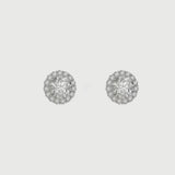 Round Cubic Zirconia Halo Stud Earrings