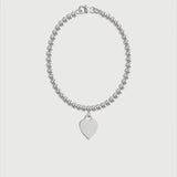 Sterling Silver Plain Heart Beaded Bracelet